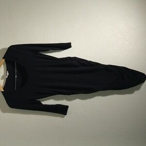 Ingrid & Isabel Womens Black Draped 3/4 Sleeve Daytime Midi Dress